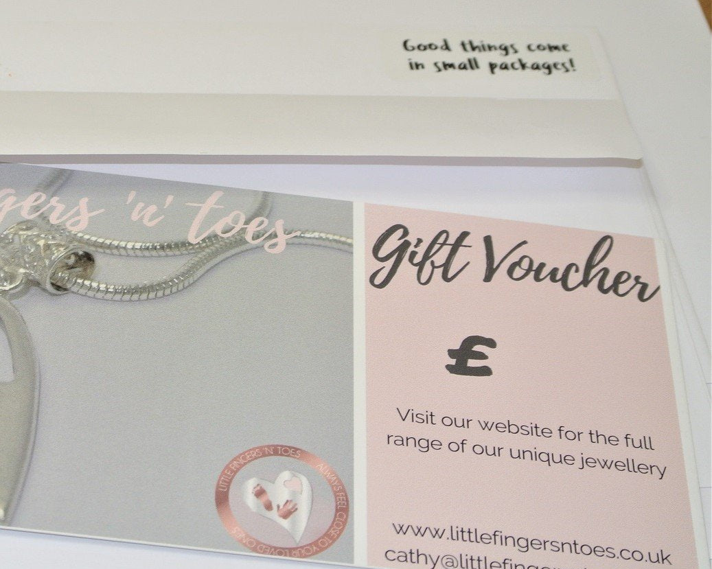 Fingerprint jewellery gift voucher, Handprint, Footprint and Pawprint Jewellery Gift Vouchers