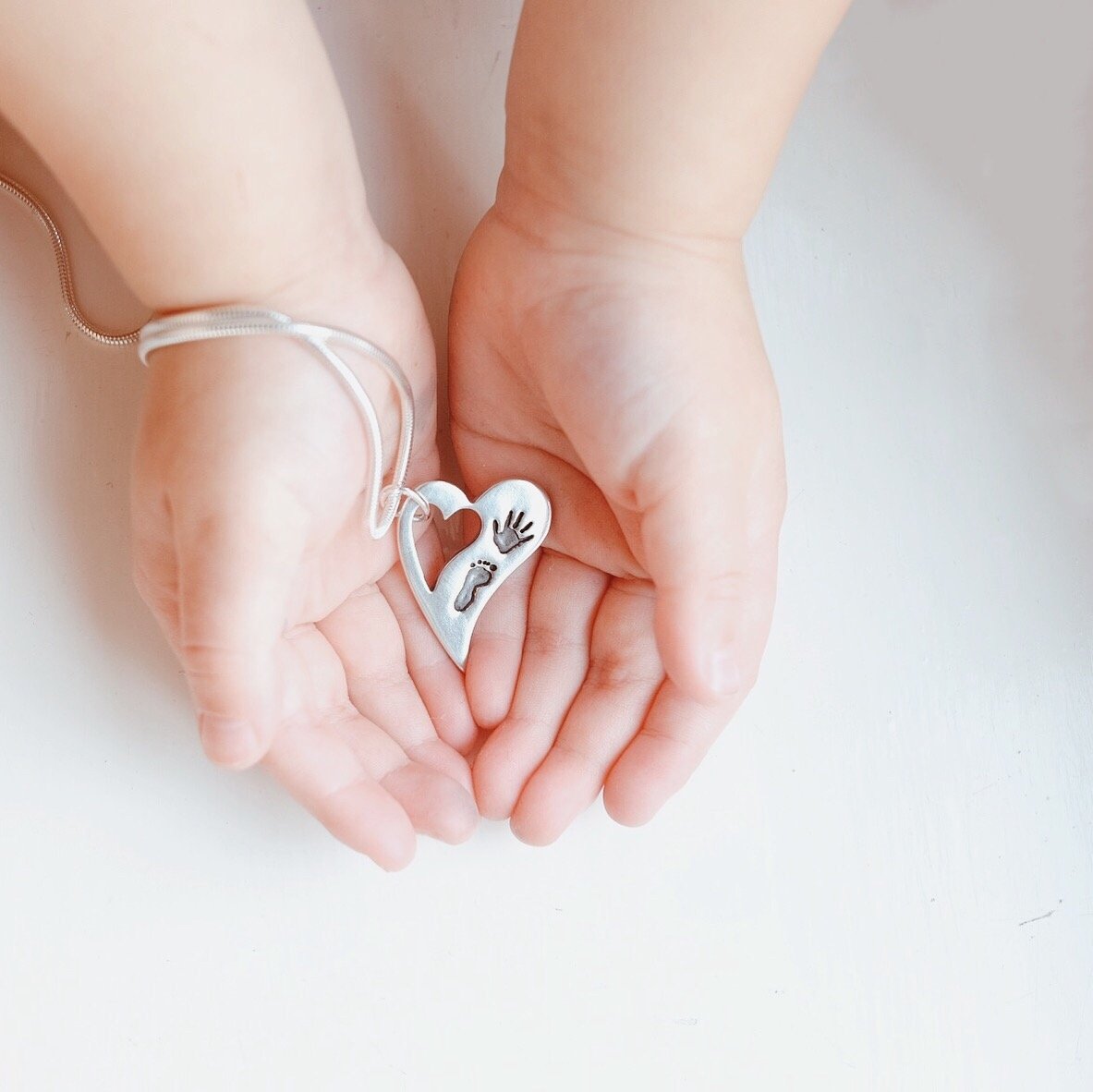 baby handprint jewellery, footprint necklace
