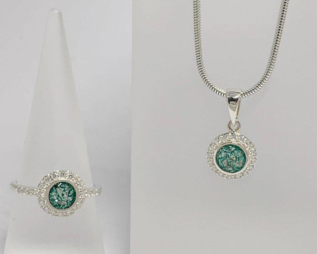 Memorial Ashes Circle with Diamantés Necklace - Little Fingers 'n' Toes