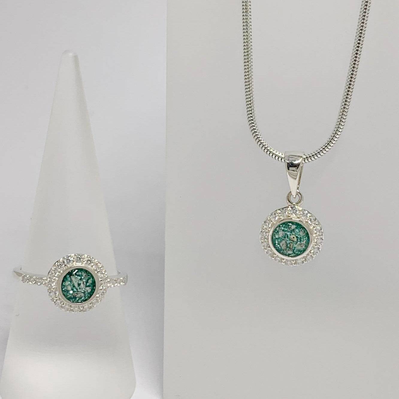 Memorial Ashes Circle with Diamantés Necklace - Little Fingers 'n' Toes
