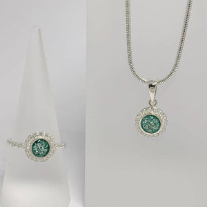 memorial ashes circle necklace and ring