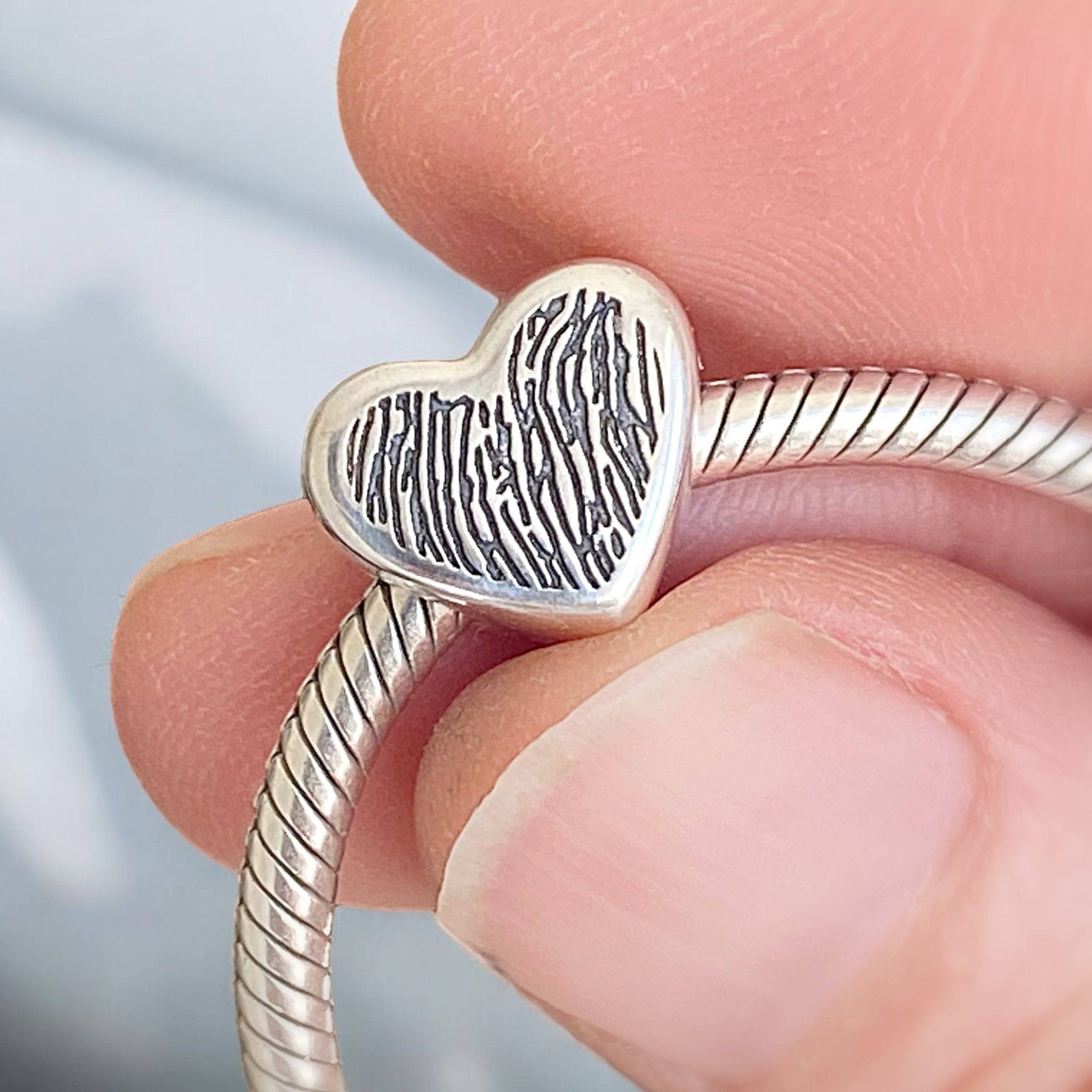 Esme – Small Heart Bead Bracelet Charm in Sterling Silver - Little Fingers 'n' Toes