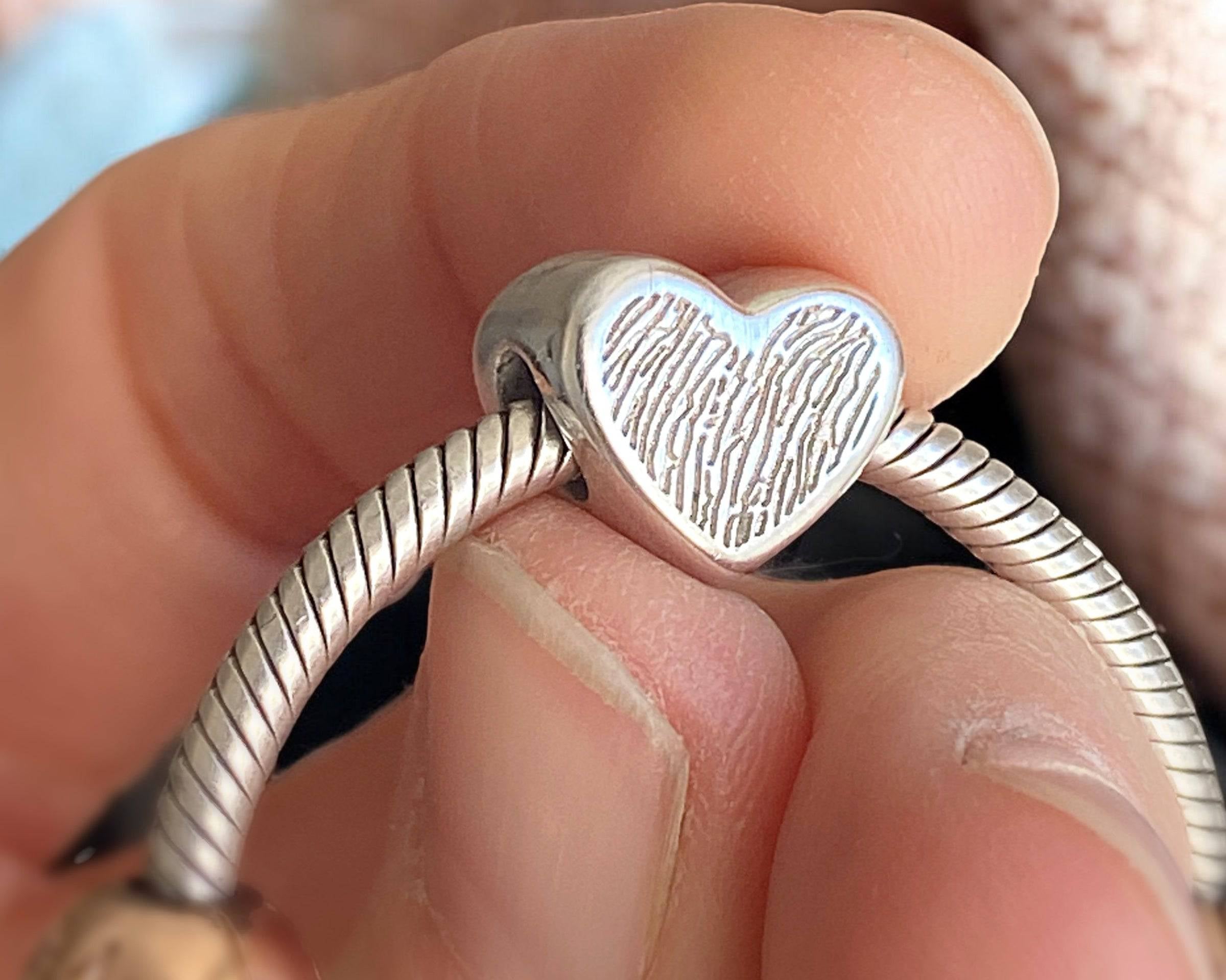 Esme – Small Heart Bead Bracelet Charm in Sterling Silver - Little Fingers 'n' Toes