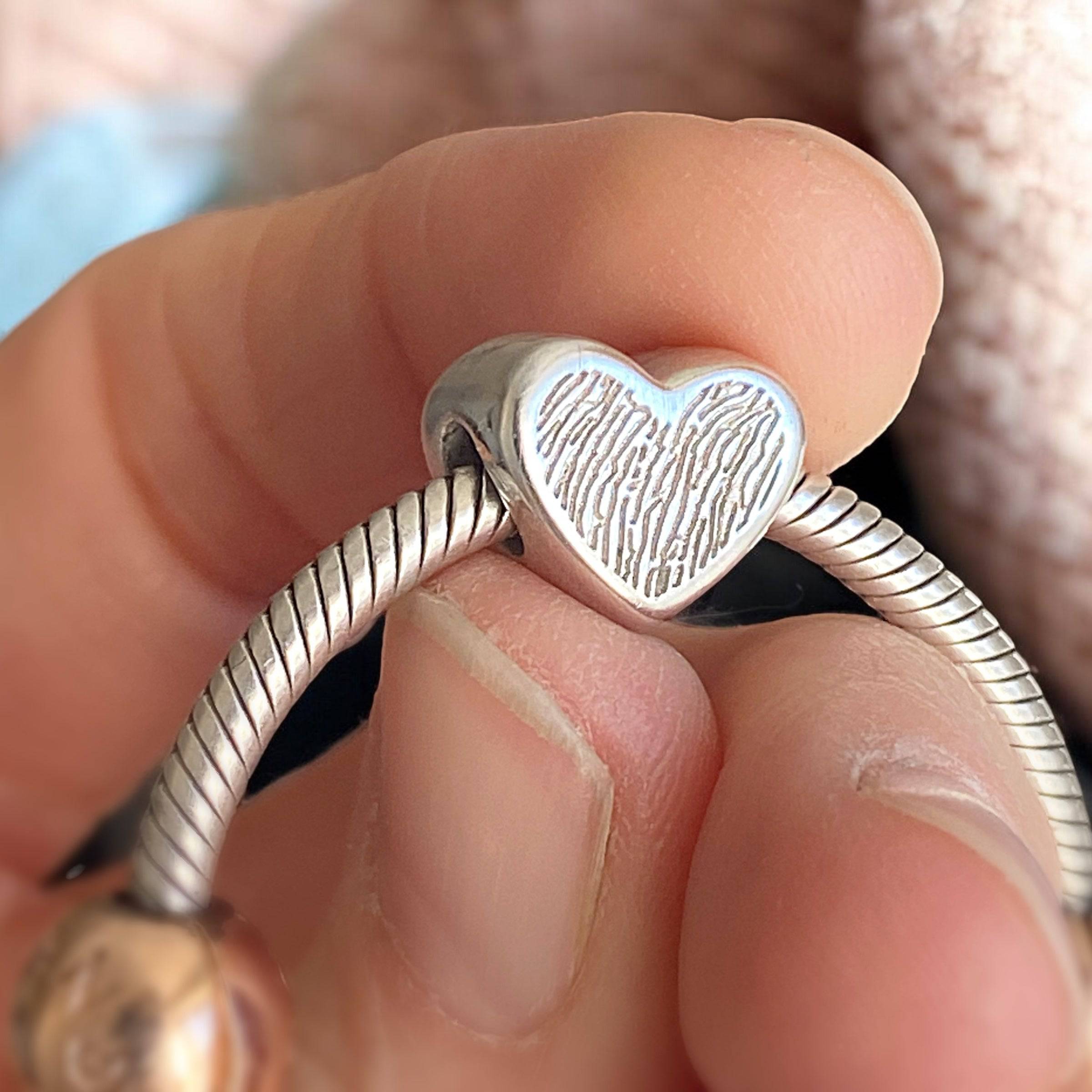Esme – Small Heart Bead Bracelet Charm in Sterling Silver - Little Fingers 'n' Toes