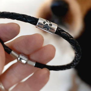 Pawprint Barrel Bead and Leather Bracelet - Little Fingers 'n' Toes