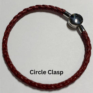 Silver disc clasp for braided leather bracelet