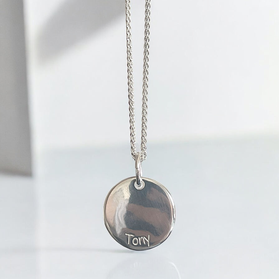 Elodie – Circle Fingerprint Pendant Necklace in Sterling Silver - Little Fingers 'n' Toes