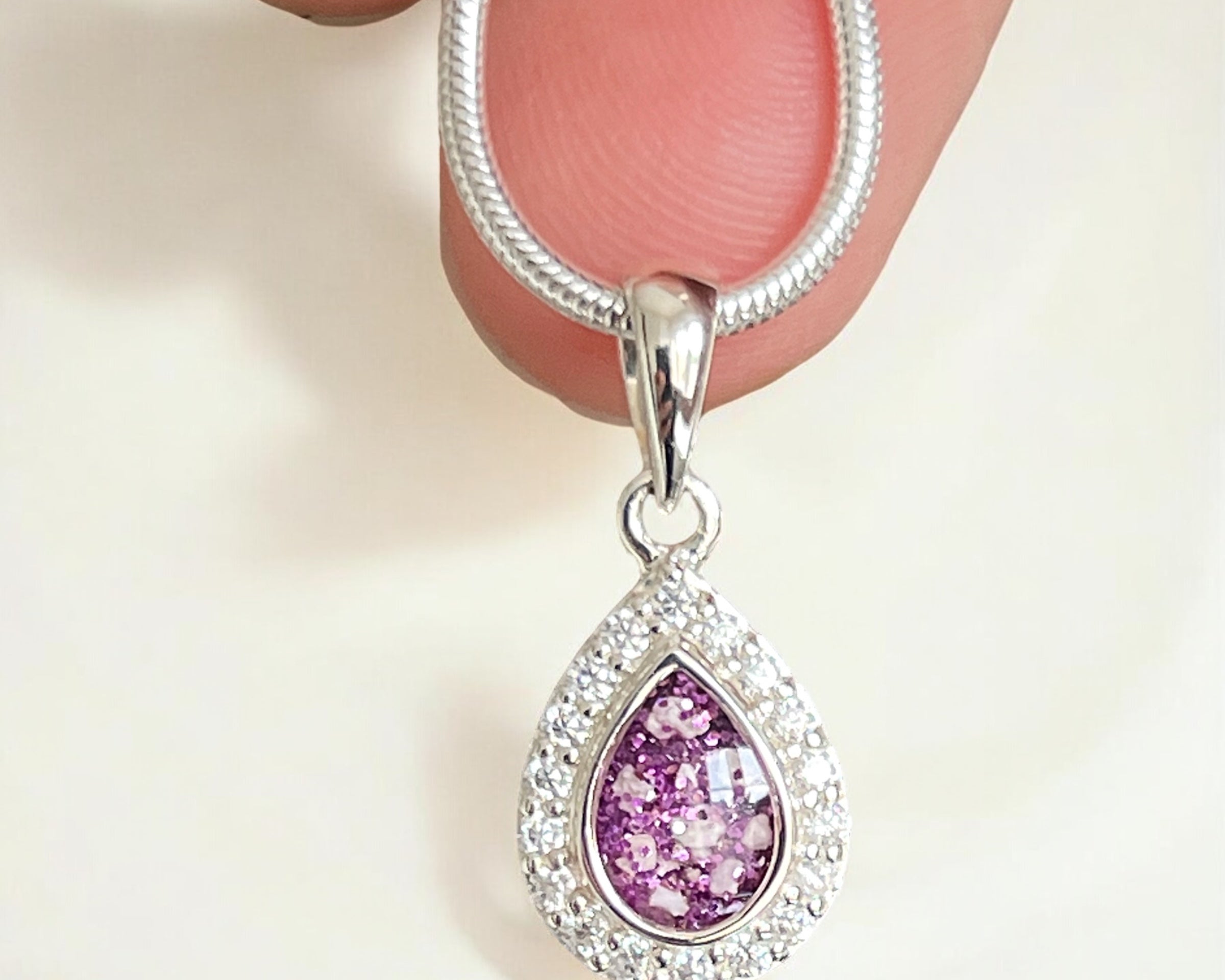 Memorial Ashes Teardrop with Diamantés Necklace - Little Fingers 'n' Toes