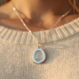 Isla – Teardrop Fingerprint Necklace in Polished Sterling Silver - Little Fingers 'n' Toes
