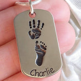 Dogtag Footprint Necklace - Little Fingers 'n' Toes