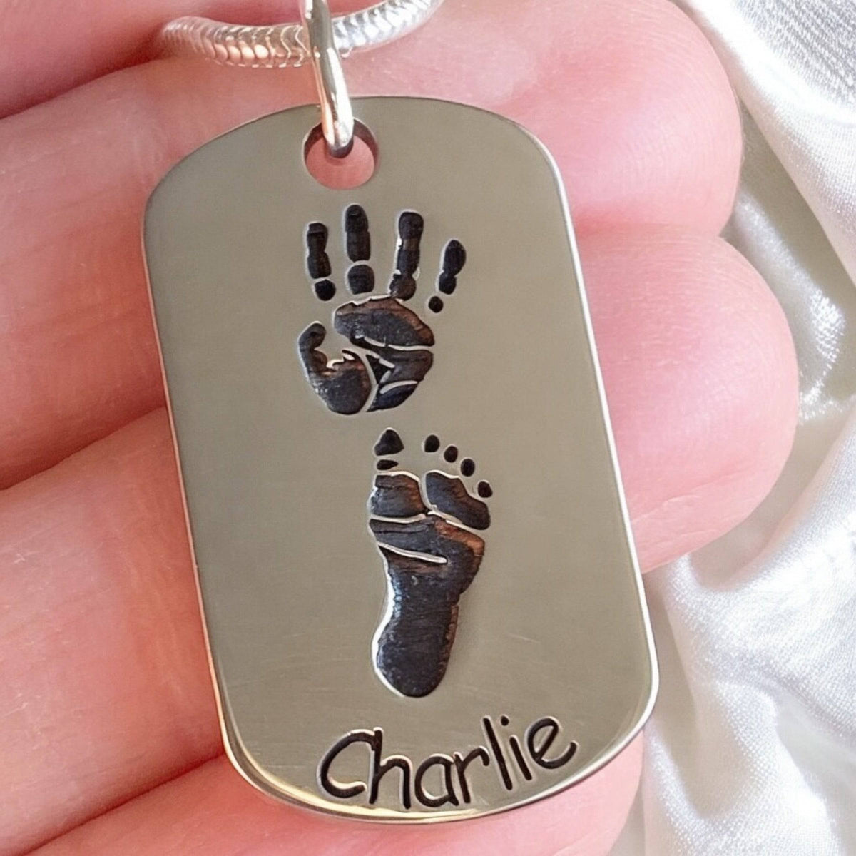 Dogtag Footprint Necklace - Little Fingers 'n' Toes