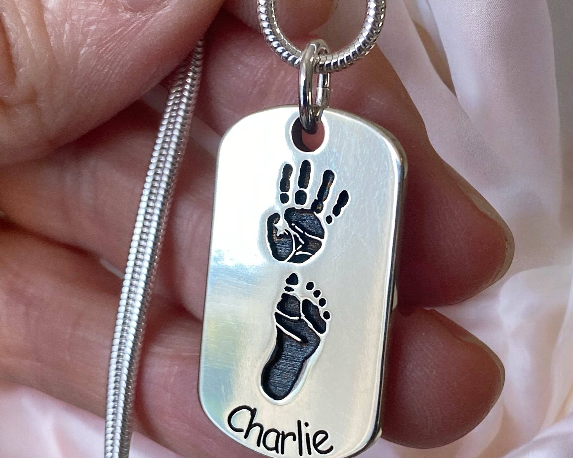 Dogtag Footprint Necklace - Little Fingers 'n' Toes