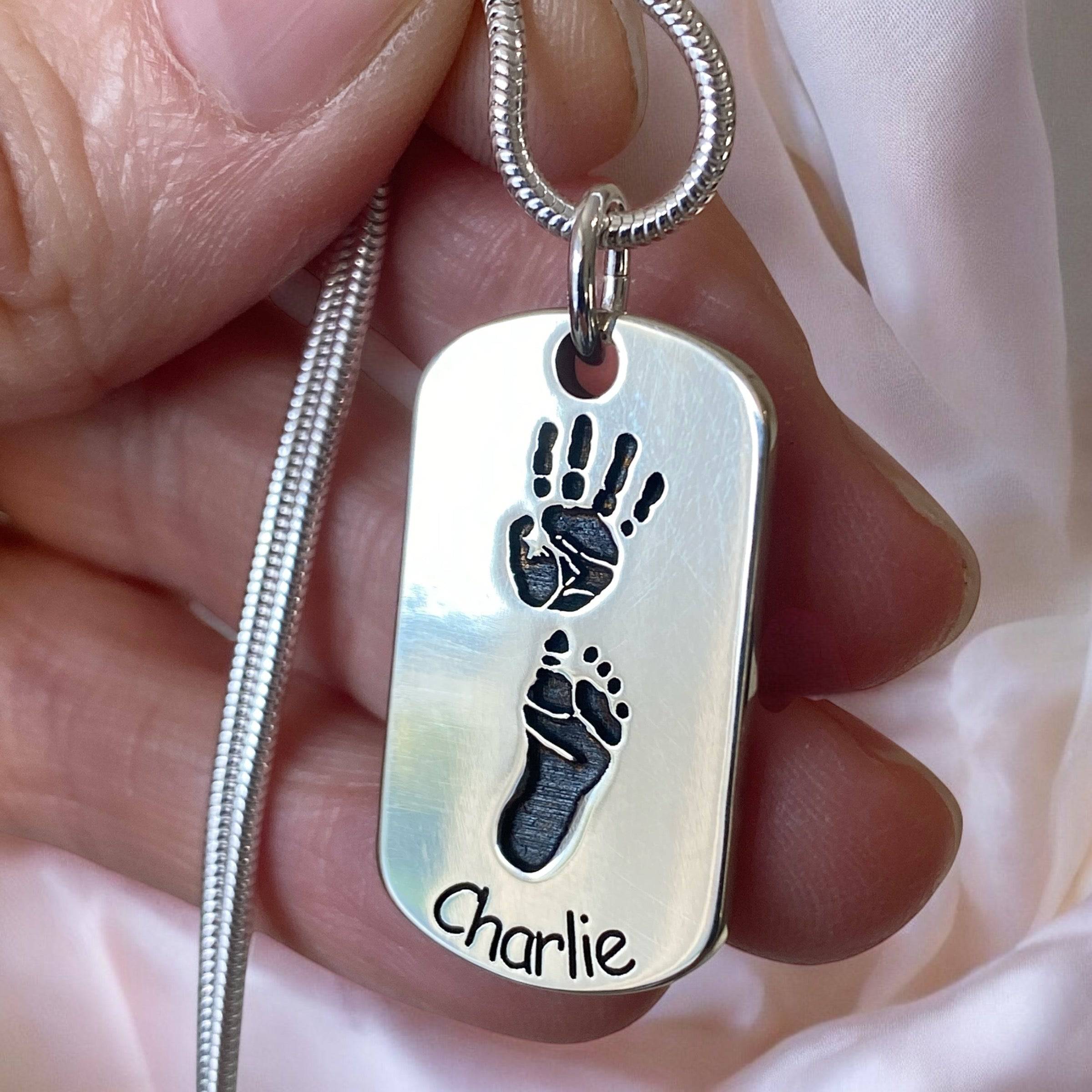 Dogtag Footprint Necklace - Little Fingers 'n' Toes
