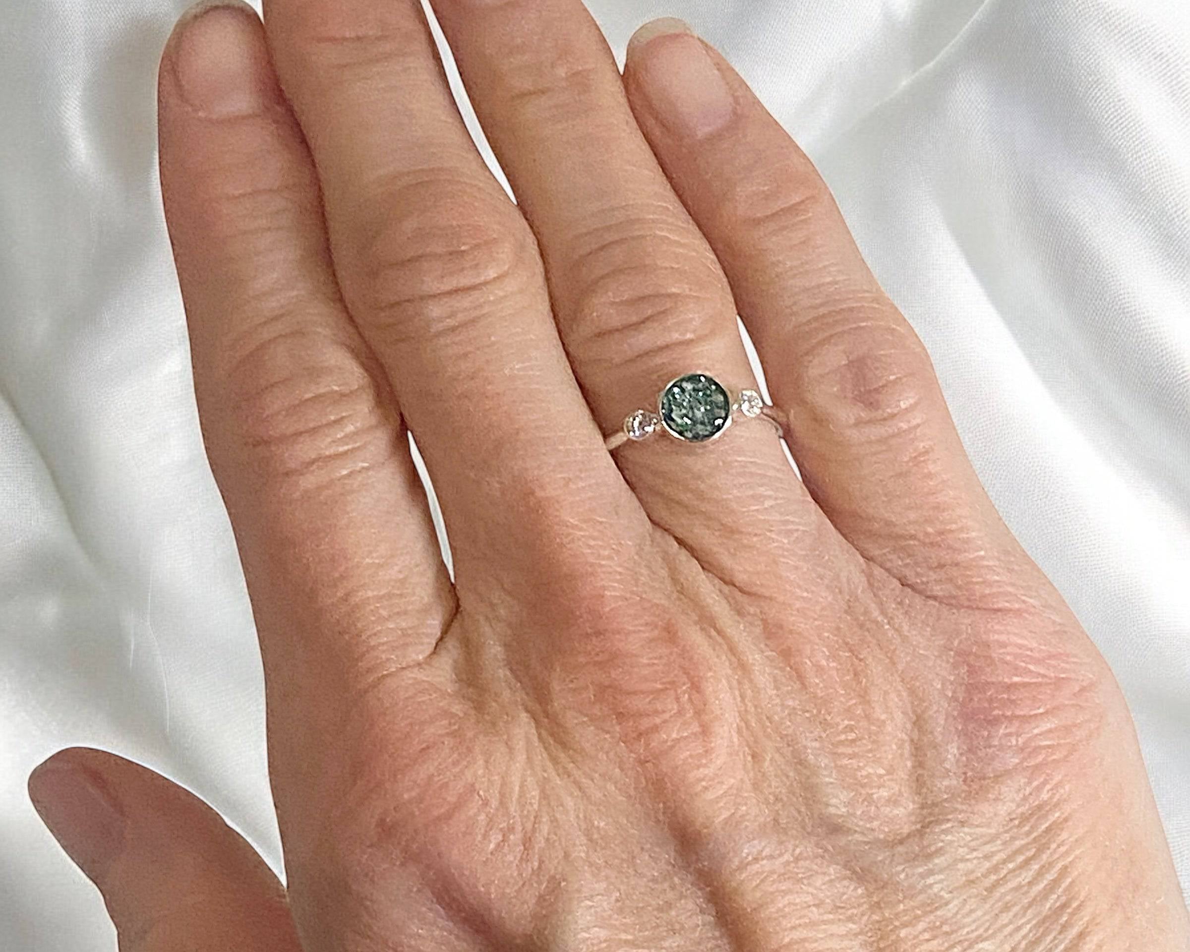 Memorial Ashes Round Ring with Diamantés - Little Fingers 'n' Toes