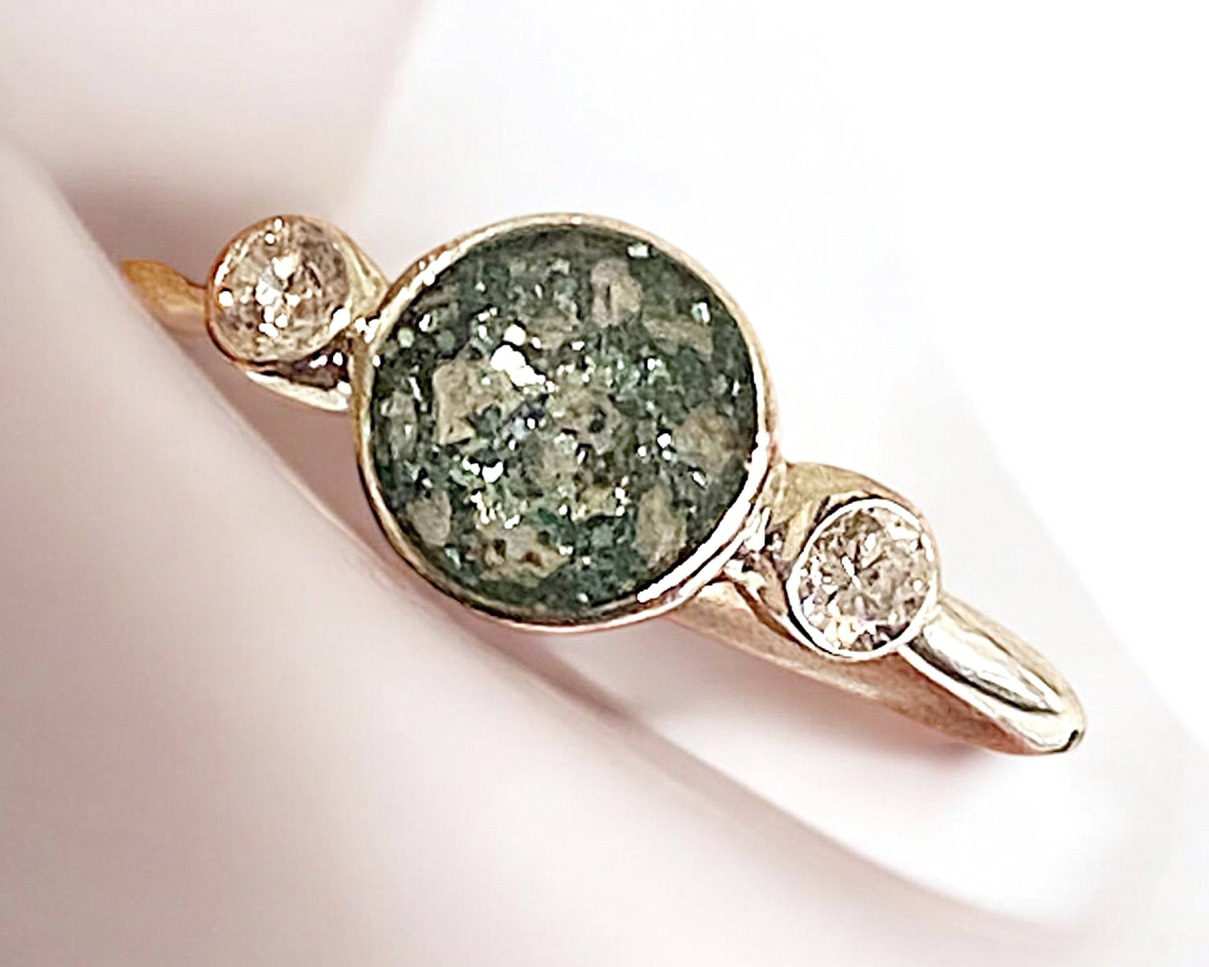 Memorial Ashes Round Ring with Diamantés - Little Fingers 'n' Toes