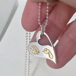 Wavy Heart Necklace with Handprints – Gold & Silver Personalised Jewellery - Little Fingers 'n' Toes