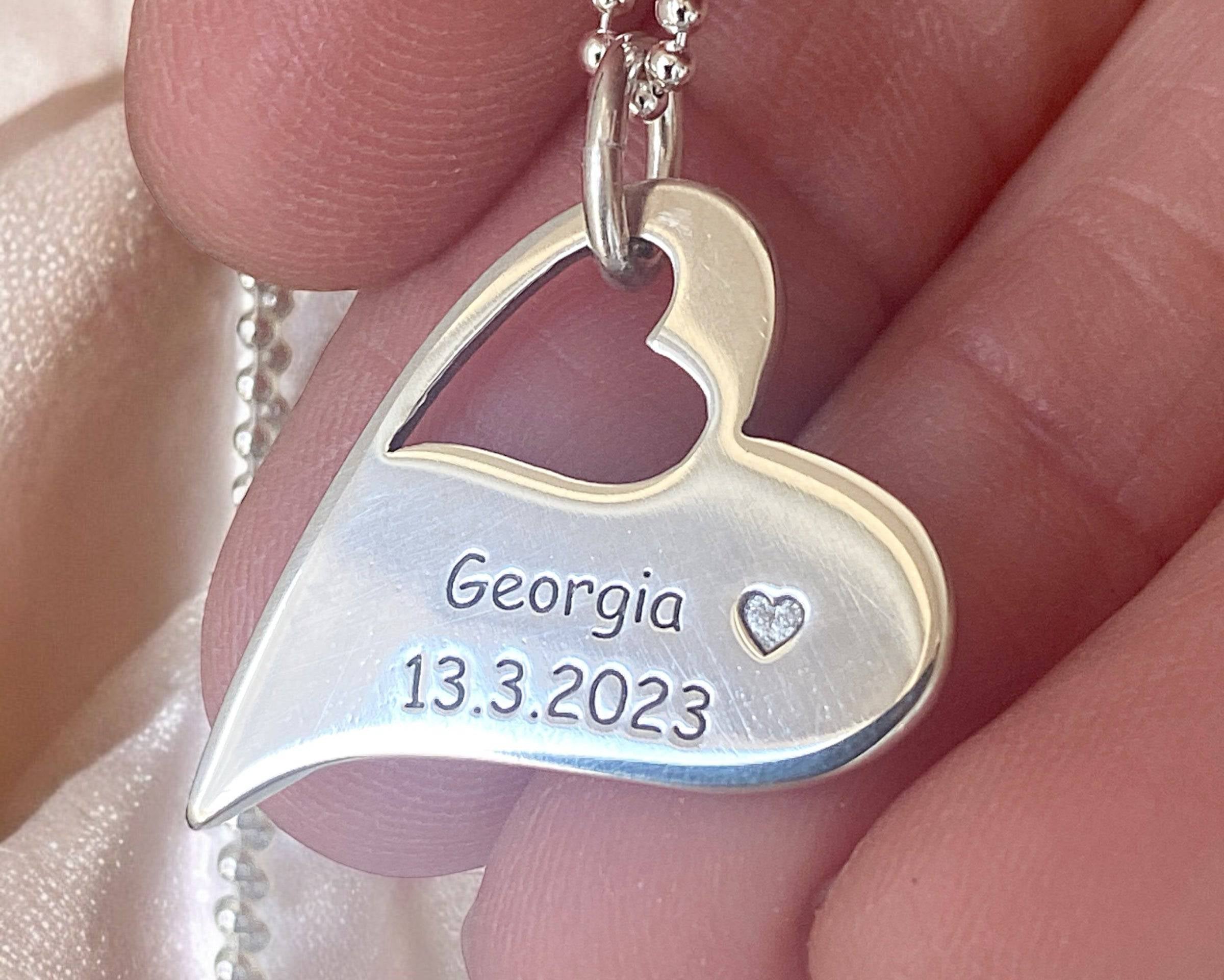 Wavy Heart Necklace with Handprints – Gold & Silver Personalised Jewellery - Little Fingers 'n' Toes