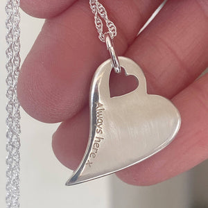 Silver heart fingerprint necklace
