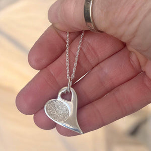 Silver heart fingerprint necklace