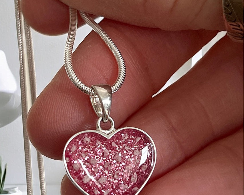 Memorial Ashes Heart Pendant with Engraving - Little Fingers 'n' Toes