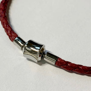 Silver Barrel Clasp for braided leather bracelet