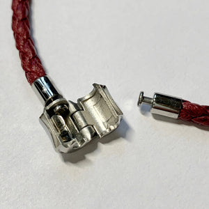 Barrel clasp for braided leather bracelet