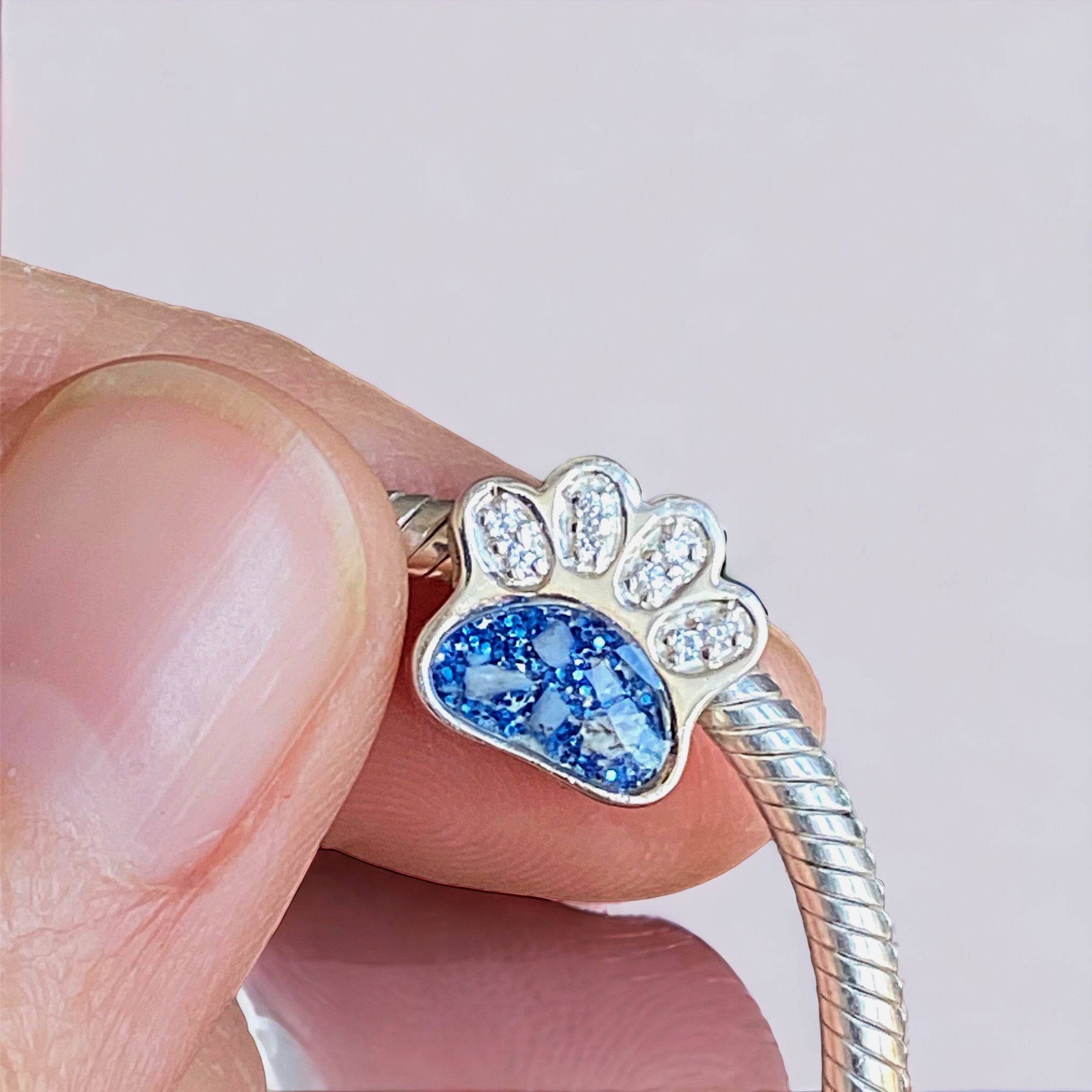 Memorial Ashes PawPrint Bracelet Bead Charm - Little Fingers 'n' Toes