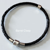 Black leather bracelet with personalised silver beads