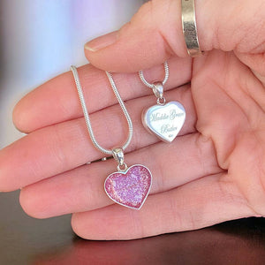 Memorial Ashes Heart Pendant with Engraving - Little Fingers 'n' Toes