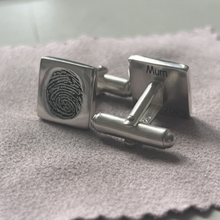 Square Fingerprint Cufflinks | Personalised Fingerprint Jewellery | Little Fingers 'n' Toes