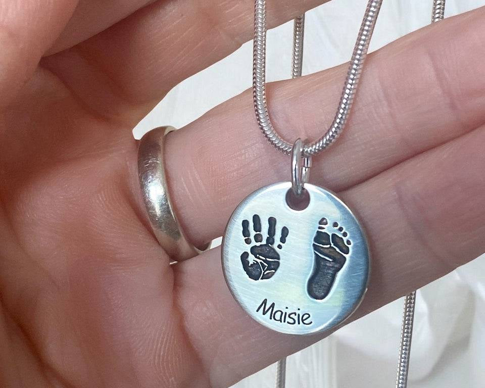 Double Print Circle Necklace - Little Fingers 'n' Toes