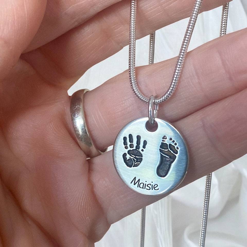 Double Print Circle Necklace - Little Fingers 'n' Toes