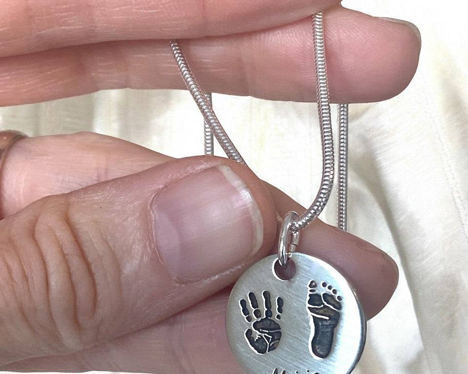 Double Print Circle Necklace - Little Fingers 'n' Toes