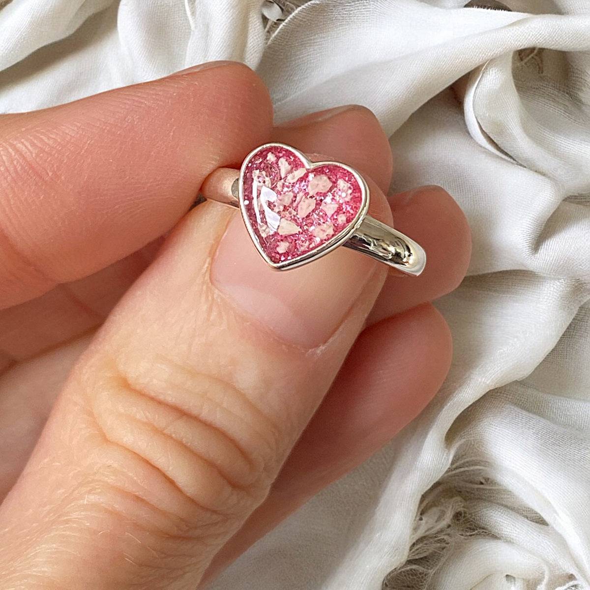 Memorial Ashes Deep Heart Ring