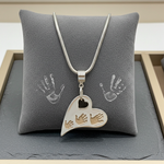 Wavy Heart Handprint Necklace – Rose Gold & Sterling Silver Personalised Jewellery - Little Fingers 'n' Toes