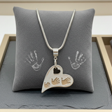 Wavy Heart Handprint Necklace – Rose Gold & Sterling Silver Personalised Jewellery - Little Fingers 'n' Toes