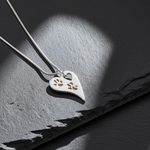 Wavy Heart Pawprint Necklace – Rose Gold & Sterling Silver Personalised Jewellery - Little Fingers 'n' Toes