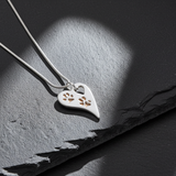 Wavy Heart Pawprint Necklace – Rose Gold & Sterling Silver Personalised Jewellery - Little Fingers 'n' Toes