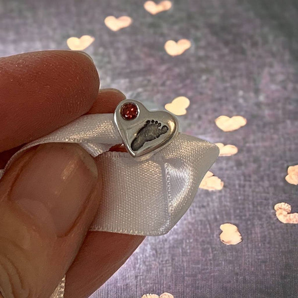 Handprint Heart Bead Charm with Gemstone Personalised Jewellery