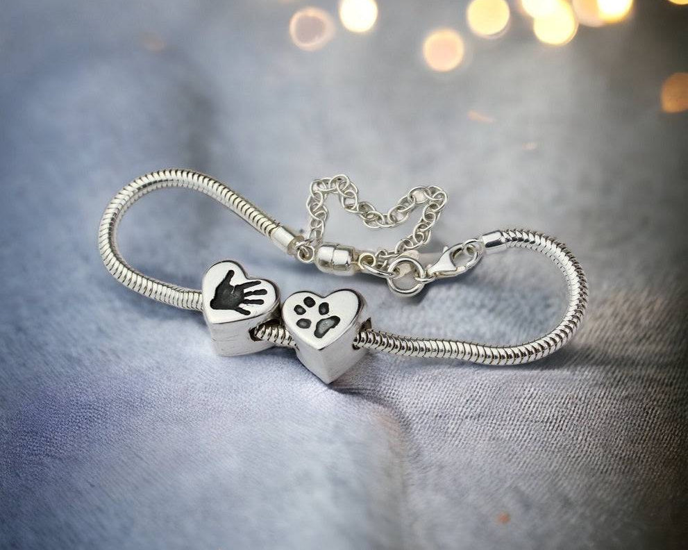 Handprint Bracelet Heart Charm Bead - Little Fingers 'n' Toes