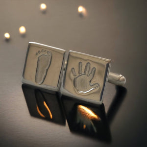 Handprint and Footprint Cufflinks Sterling Silver Keepsake Jewellery