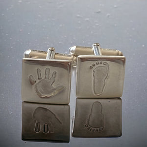 Handprint and Footprint Cufflinks Sterling Silver Keepsake Jewellery
