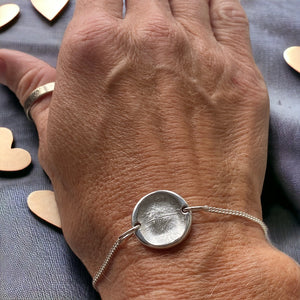 fingerprint bracelet charm, fingerprint circle bracelet, memorial fingerprint jewellery