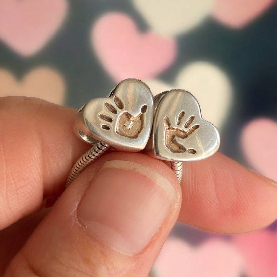 Handprint Bracelet Charm with Rose Gold - Little Fingers 'n' Toes