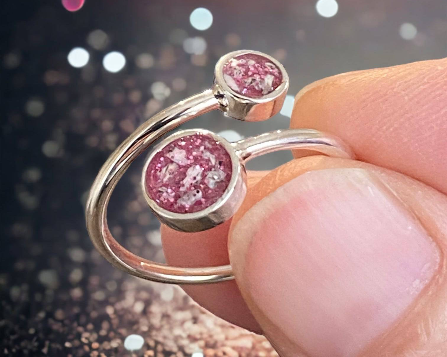 Memorial Ashes Double Circle Adjustable Ring - Little Fingers 'n' Toes
