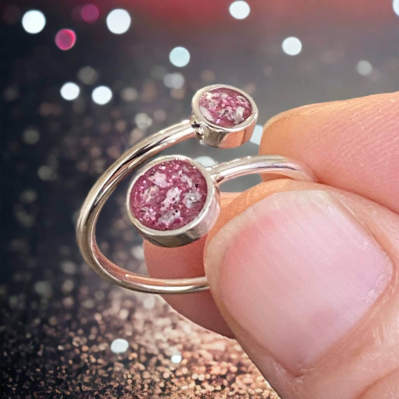 Memorial Ashes Double Circle Adjustable Ring - Little Fingers 'n' Toes