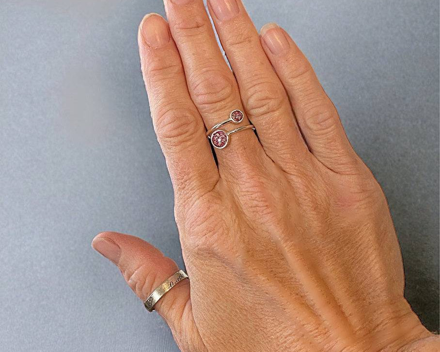 Memorial Ashes Double Circle Adjustable Ring - Little Fingers 'n' Toes