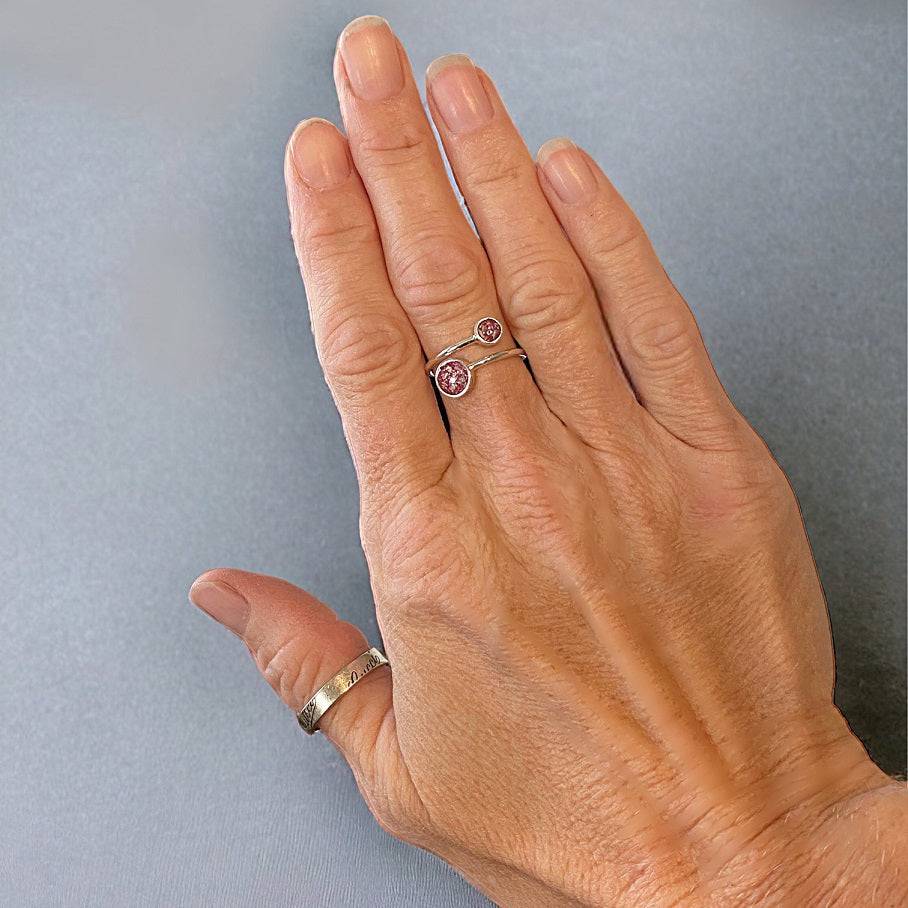 Memorial Ashes Double Circle Adjustable Ring - Little Fingers 'n' Toes
