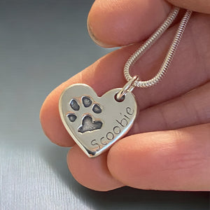 Pawprint Heart Sterling Silver Pawprint Jewellery