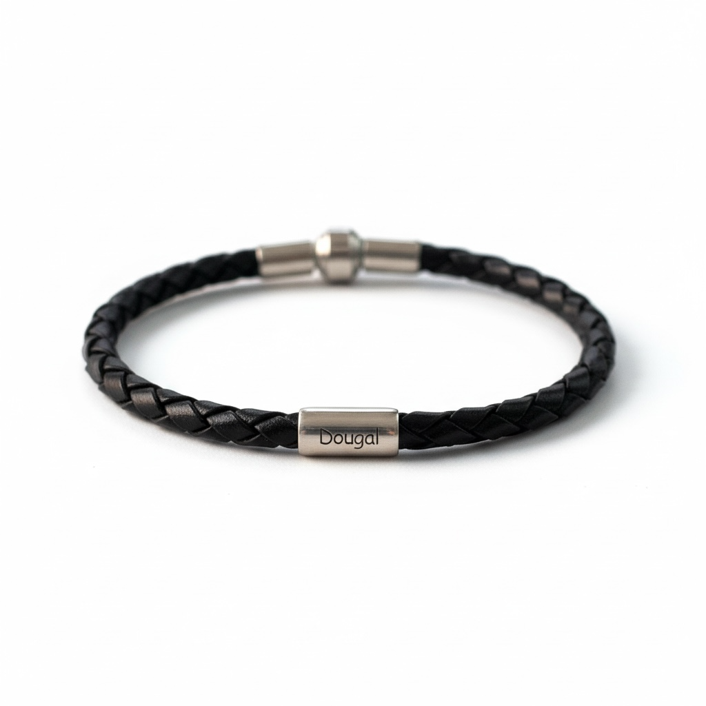 Pawprint Barrel Bead and Leather Bracelet - Little Fingers 'n' Toes